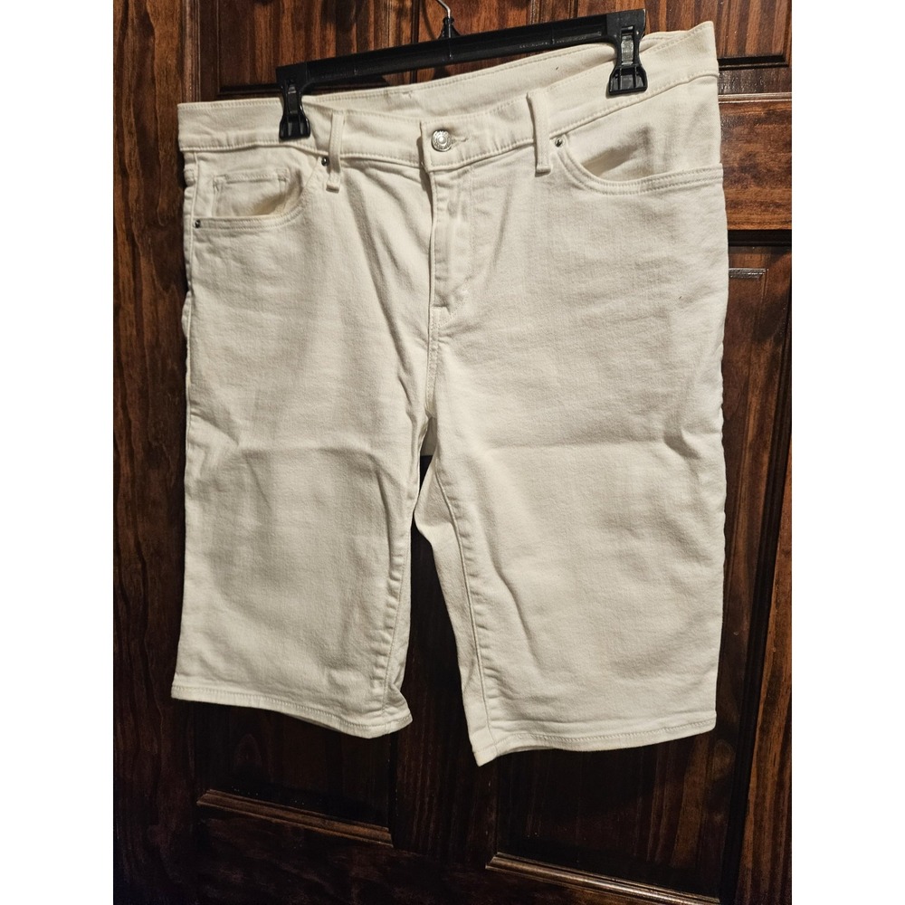 Levis Size 32 White Women Capris Cut Offs Beach Resort Vacation Denim Shorts